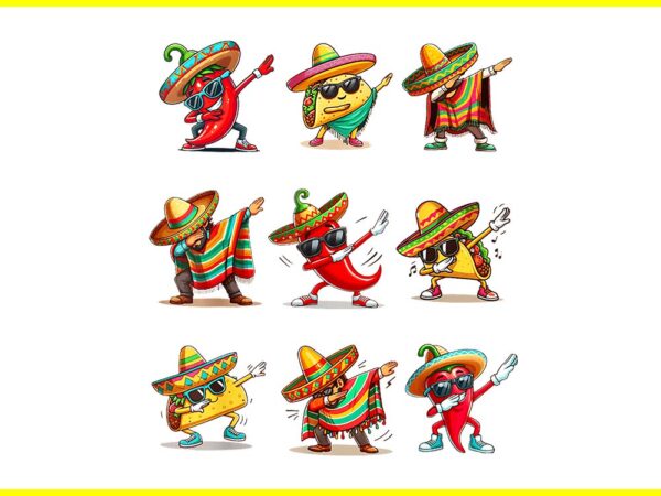 Dabbing mexican poncho taco cinco de mayo fiesta png t shirt vector illustration
