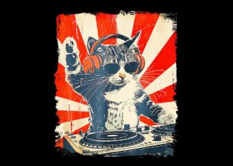 Dj cat disco sound tech headphone music png