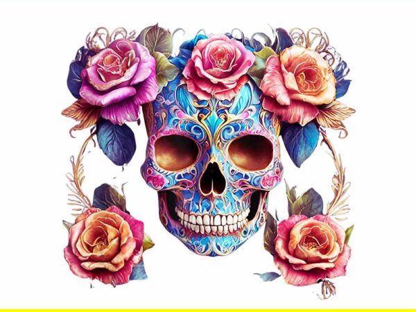 Dia de los muertos sugar skull day of the dead floral png t shirt vector illustration Dia de los muertos sugar skull day of the dead floral png t shirt vector illustration