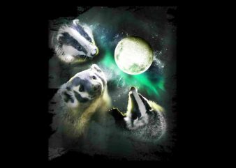 3 Three Badger Moon PNG, Wolf Badgers Howling PNG