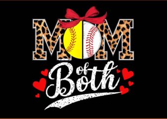 Mom Of Both Baseball PNG, Baseball Mom PNG t shirt designs for sale