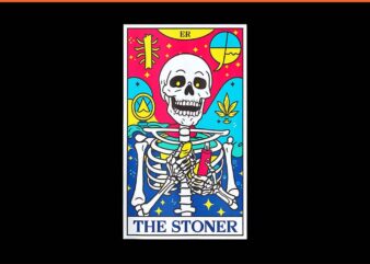 The Stoner Retro Style 420 Cannabis Weed Skeleton Tarot Card PNG t shirt designs for sale