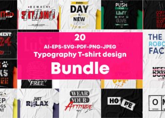 Pack of 20 Latest typographic t shirt designs for sale