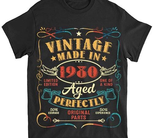 Vintage 44th birthday decorations men funny 1980 44 birthday t-shirt ltsp