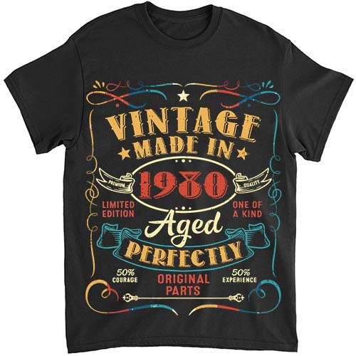 Vintage 44th Birthday Decorations Men Funny 1980 44 Birthday T-Shirt ltsp