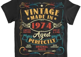 Vintage 50th Birthday Decorations Men Funny 1974 50 Birthday T-Shirt ltsp