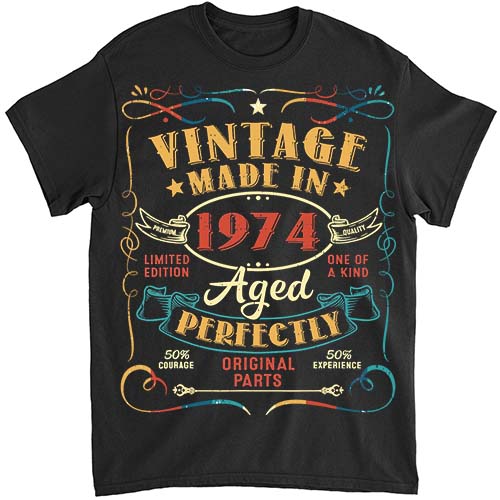 Vintage 50th Birthday Decorations Men Funny 1974 50 Birthday T-Shirt ltsp