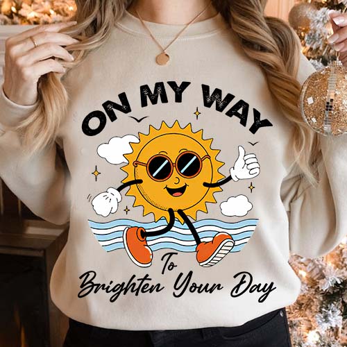 Vintage Sunshine Shirt On My Way To Brighten Your Day Funny Shirts LTSP