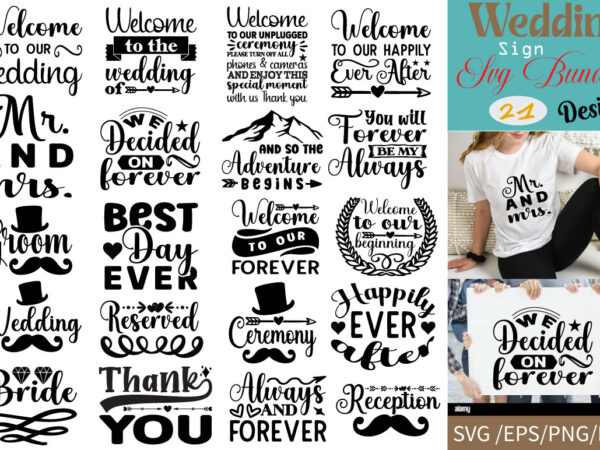 Wedding sign t-shirt bundle wedding sign svg bundle