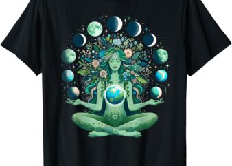 Witchy Nature Goddess Mother Earth Day Moon Phases Aesthetic T-Shirt