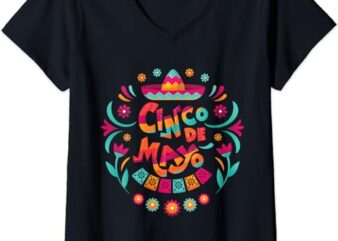 Womens Happy Cinco De Mayo Mexican Fiesta 5 De Mayo Mexico Party V-Neck T-Shirt