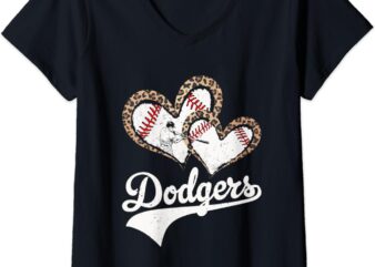 Womens Vintage Dodgers Last Name Proud Retro Lovers Name Leopard V-Neck T-Shirt