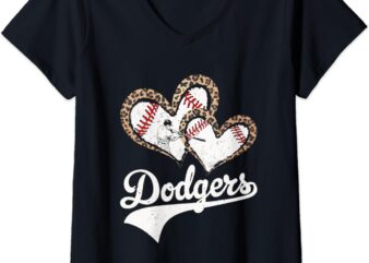 Womens vintage dodgers last name proud retro lovers name leopard v-neck t-shirt