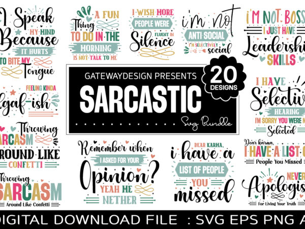 Sarcastic svg bundle t shirt template vector