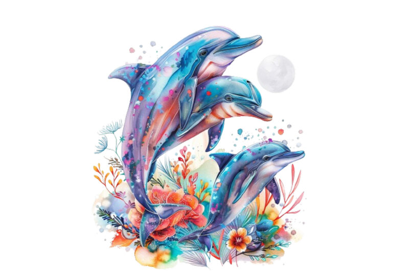 Watercolor Dolphin Clipart,Digital Illustration Dolphins,Illustration Dolphin,Dolphin Transparent,Dolphin Sublimation,Dolphin Waterslide,Bab