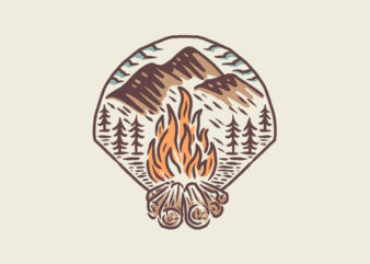 camp fire t shirt vector file