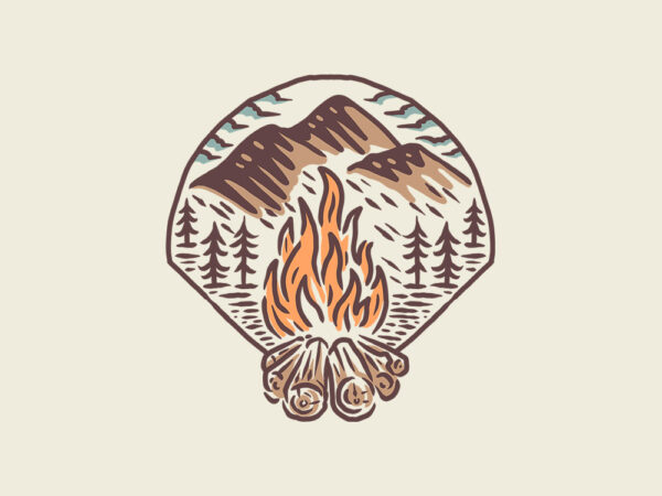 Camp fire t shirt vector file