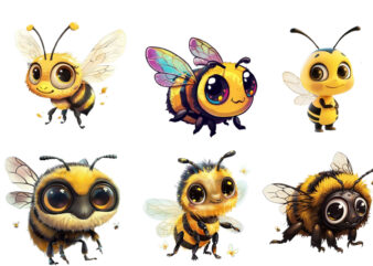 cartoon little Cute Bee Sublimation Clipart t shirt vector file