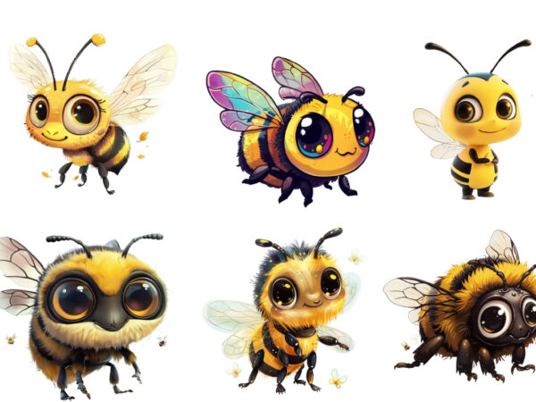 Cartoon little cute bee sublimation clipart t shirt vector file