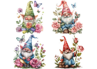 colourfull Cute Gnome with Rose