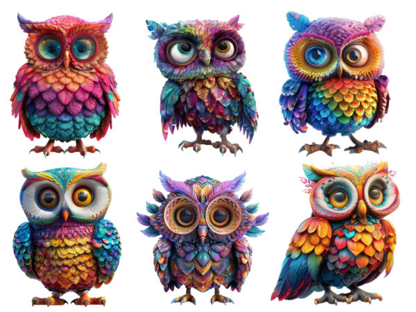 Colourfull cute owl clipart t shirt vector file