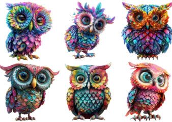 colourfull Cute Owl Clipart t shirt vector file