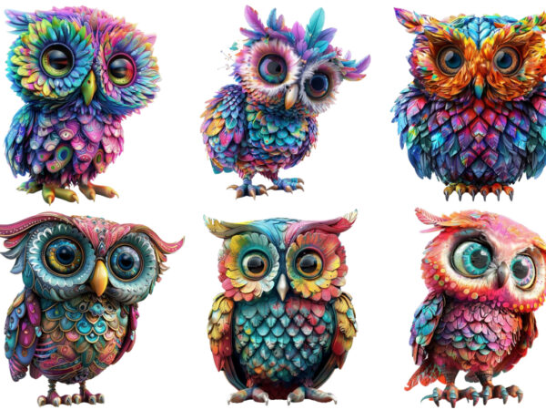Colourfull cute owl clipart t shirt vector file