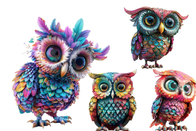 colourfull Cute Owl Clipart