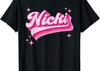 cool Personalized Name Nicki Distressed Retro Vintage groovy T-Shirt