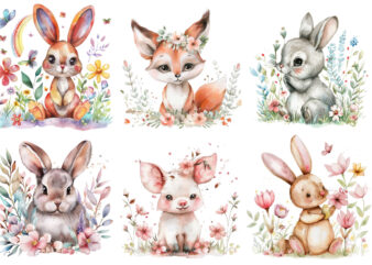 Animal Spring watercolor Sublimation t shirt vector