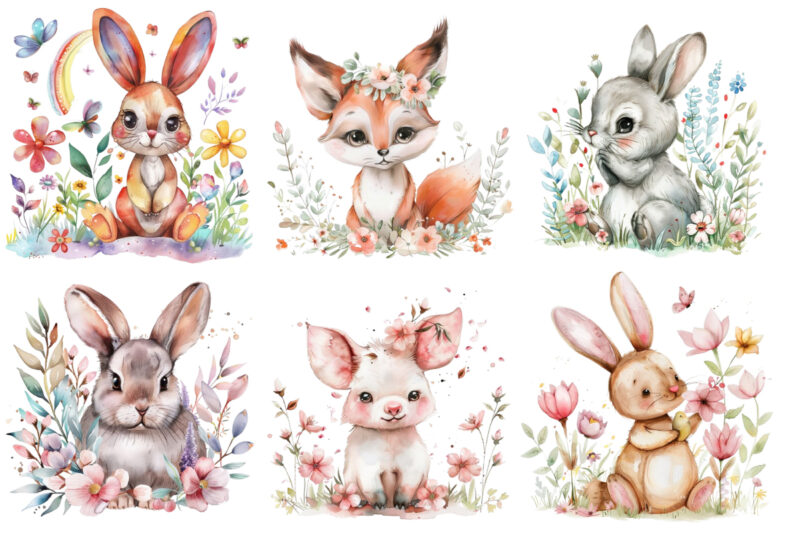 Animal Spring watercolor Sublimation