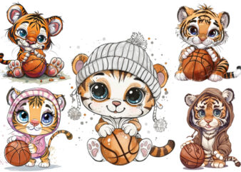baby tiger with basketball sublimation