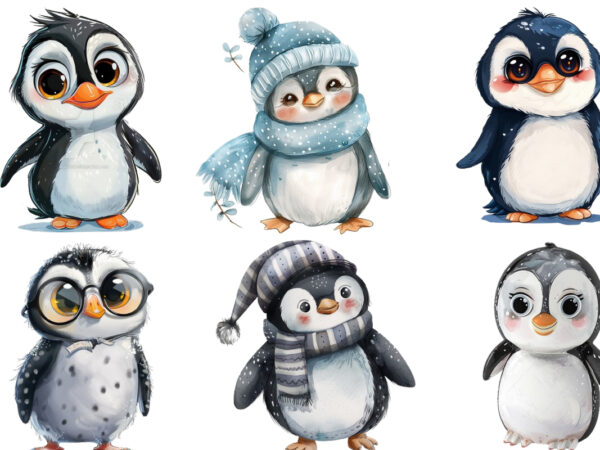 Cartoon penguin full body clipart t shirt vector file