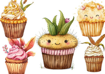 Cute Millet in Cupcake Sublimation t shirt vector file