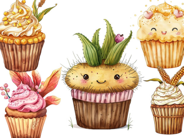 Cute millet in cupcake sublimation t shirt vector file