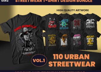 110 Urban Streetwear Designs, T-shirt Design bundle, Streetwear Designs, Aesthetic Design, Urban Shirt designs, Graphics shirt , DTF, DTG