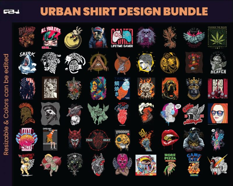 150 Urban Streetwear Designs, T-shirt Design bundle, Streetwear Designs, Aesthetic Design, Urban Shirt designs, Graphics shirt, DTF, DTG