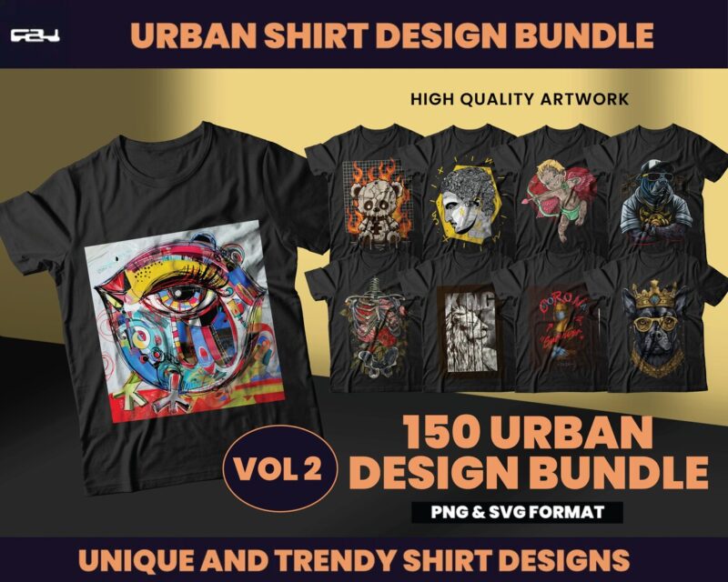 150 Urban Streetwear Designs, T-shirt Design bundle, Streetwear Designs, Aesthetic Design, Urban Shirt designs, Graphics shirt, DTF, DTG