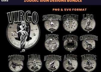 Zodiac Sign, Zodiac Sign Bundle, Astrology signs, shirt designs, streetwear designs, T-shirt Design, Graphics shirt, DTF, DTG