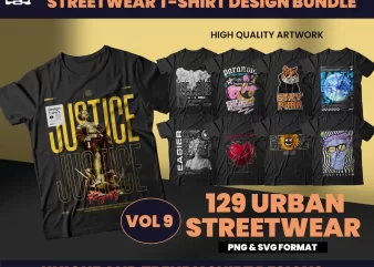 129 Urban Streetwear Designs, T-shirt Design bundle, Streetwear Designs, Aesthetic Design, Urban Shirt designs, Graphics shirt, DTF, DTG