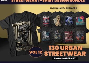 130 Urban Streetwear Designs, T-shirt Design bundle, Streetwear Designs, Aesthetic Design, Urban Shirt designs, Graphics shirt, DTF, DTG