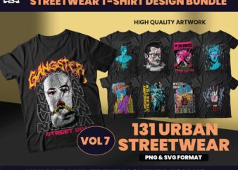 131 Urban Streetwear Designs, T-shirt Design bundle, Streetwear Designs, Aesthetic Design, Urban Shirt designs, Graphics shirt, DTF, DTG