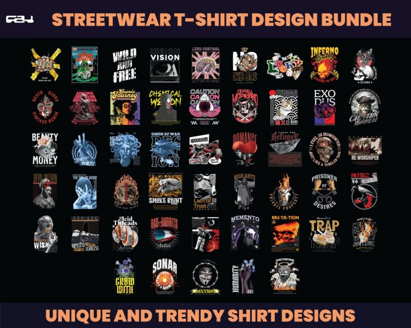 150 Urban Streetwear Designs, T-shirt Design bundle, Streetwear Designs, Aesthetic Design, Urban Shirt designs, Graphics shirt, DTF, DTG