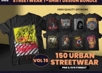 150 Urban Streetwear Designs, T-shirt Design bundle, Streetwear Designs, Aesthetic Design, Urban Shirt designs, Graphics shirt, DTF, DTG