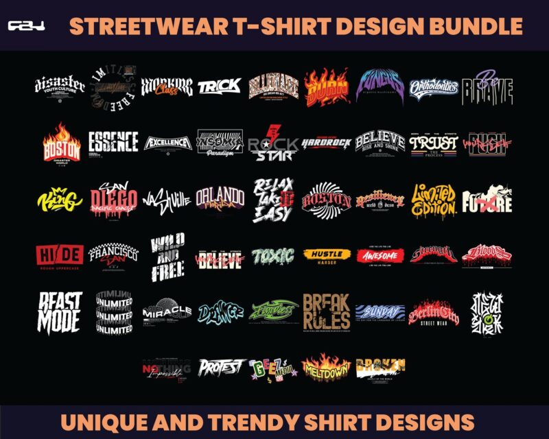 100 Text Urban Streetwear Designs,shirt Design bundle, Streetwear Designs, Typography Design, Urban Shirt designs, Graphics shirt, DTF, DTG