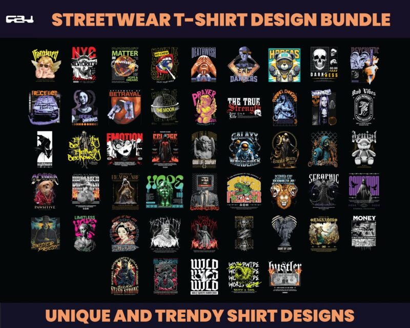 150 Urban Streetwear Designs, T-shirt Design bundle, Streetwear Designs, Aesthetic Design, Urban Shirt designs, Graphics shirt, DTF, DTG