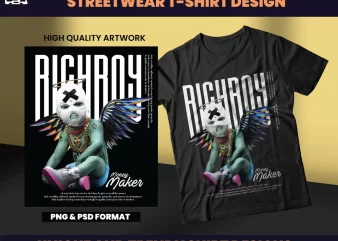 Rich Boy Urban Streetwear Designs, T-shirt Design bundle, Aesthetic Design, Shirt designs, Heart design, Graphics tee, DTF, DTG
