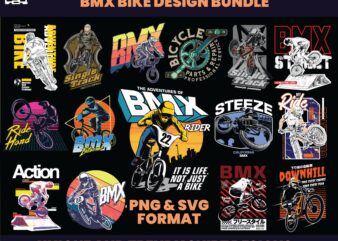 50 BMX Bike Designs, Sport bike, T-shirt Design bundle, Streetwear Designs, mountain bike, Urban Shirt designs, Graphics tees, DTF, DTG