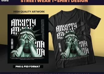 Anxiety Attack Streetwear Designs, T-shirt Design, Aesthetic Design, Shirt designs, statue design, Graphics tees, urban design, DTF, DTG