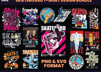 60 Skateboard Design bundle , skate design, T-shirt Design, Streetwear Design, skateboard Design, Urban Shirt design, Graphics tee, DTF, DTG